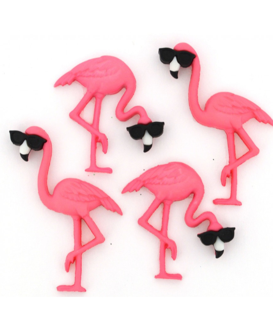 Bottoni Dress It Up "think pink flamingos" 4pz