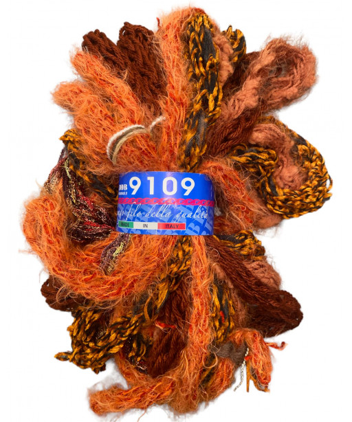 Filato 9109 BBB 100gr 15mt-Tubolare Ideale per Collane o Colli Bijoux-Colore Arancio Mix