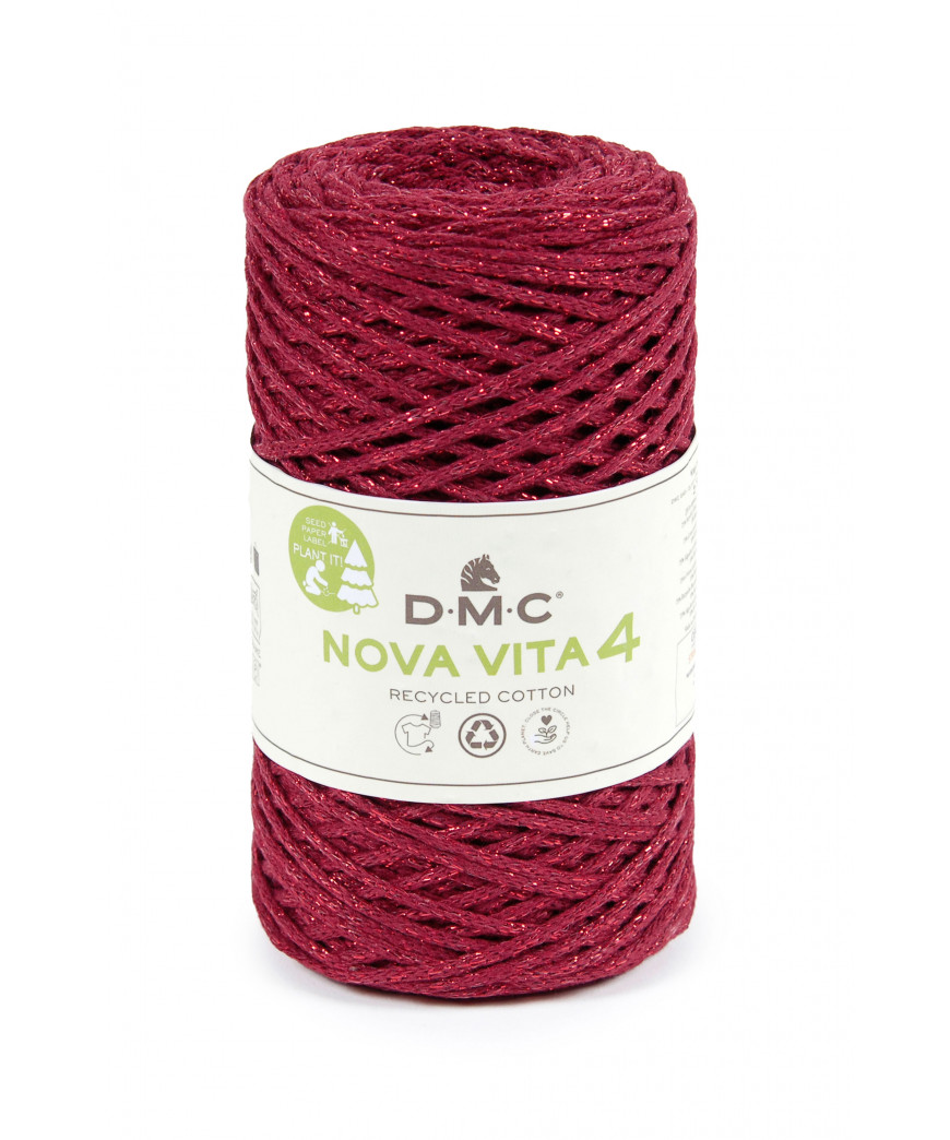 Fialto Nova Vita 4-Uncientto Maglia e Macramè 250gr 200mt-ferri consigliati n°4 -Colore Rosso Lurex Rosso