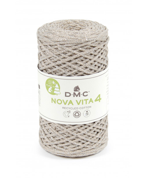 Fialto Nova Vita 4-Uncientto Maglia e Macramè 250gr 200mt-ferri consigliati n°4 -Colore Sabbia Lurex Argento