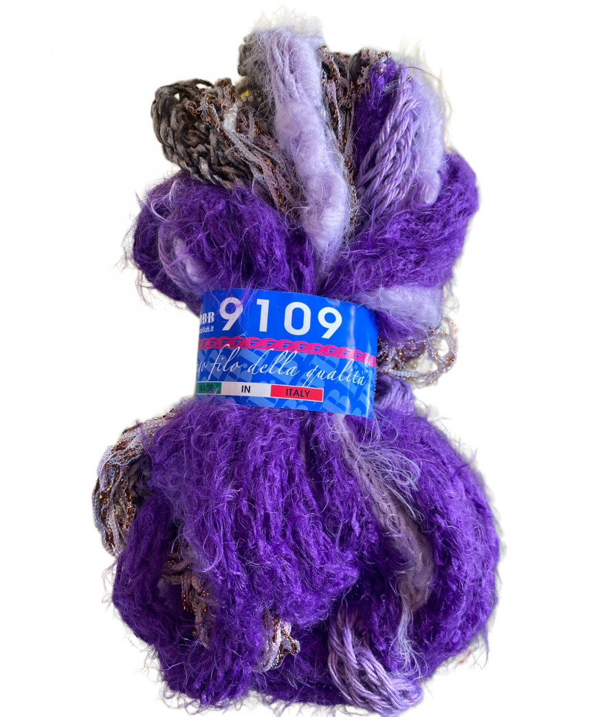 Filato 9109 BBB 100gr 15mt-Tubolare Ideale per Collane o Colli Bijoux-Colore Viola Mix