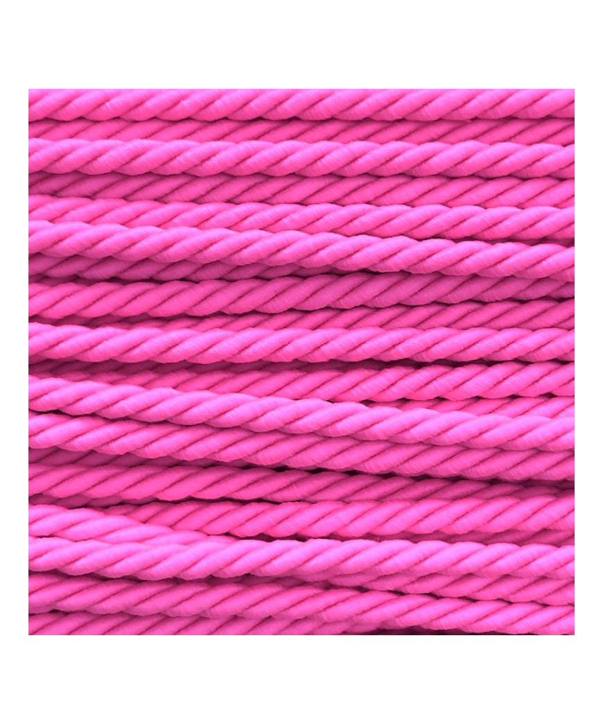 Cordino treccia 4mm rosa evidenziatore