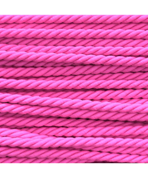 Cordino treccia 4mm rosa evidenziatore