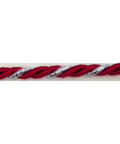 Cordone Intrecciato Rosso con Lurex Argento 5,5mm