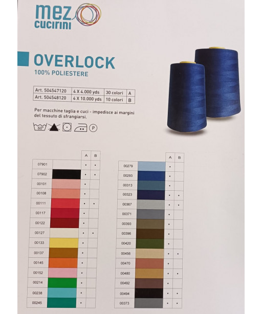 FILO PER TAGLIA E CUCI E MACCHINA DA CUCIRE Overlock 4000yds-30 Colori