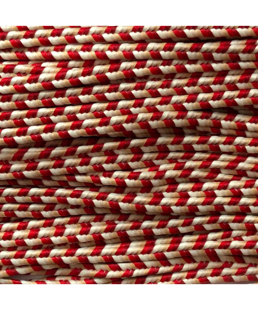 Cordino treccia 4mm , prezzo al metro, mix rosso