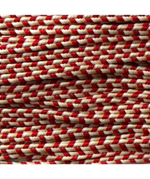 Cordino treccia 4mm , prezzo al metro, mix rosso