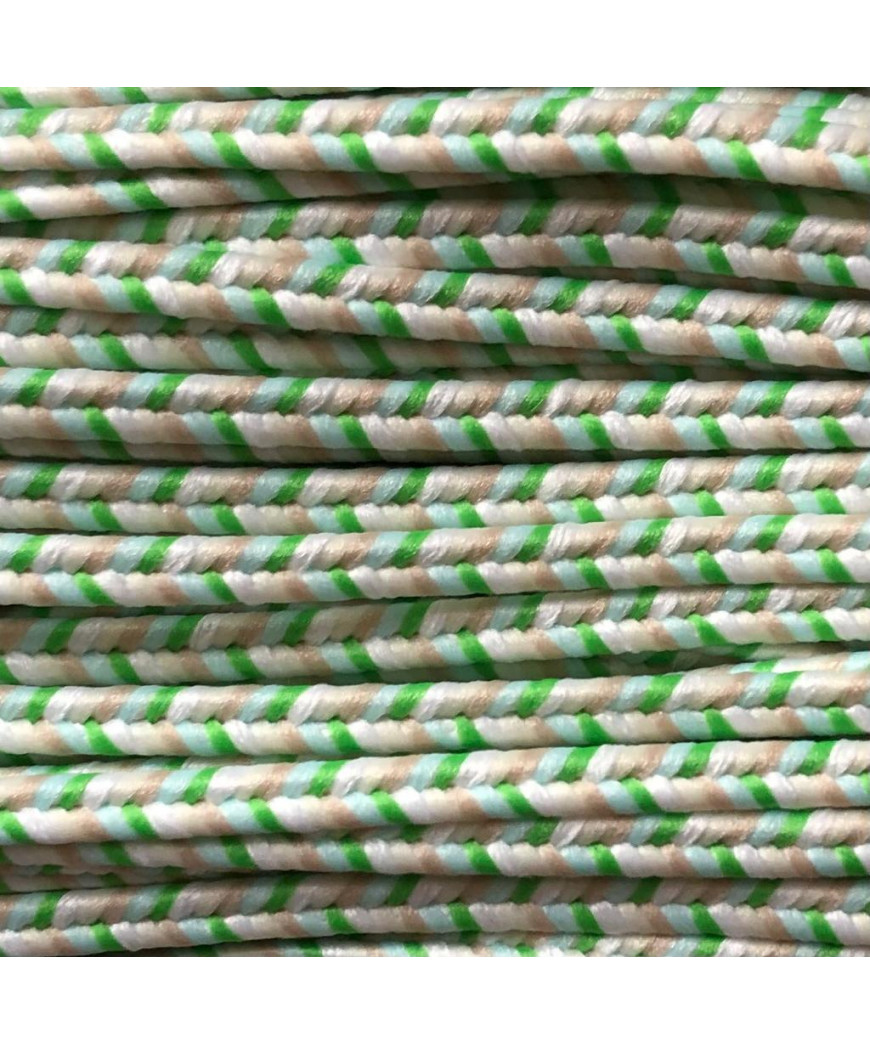 Cordino treccia 4mm , prezzo al metro, mix verde