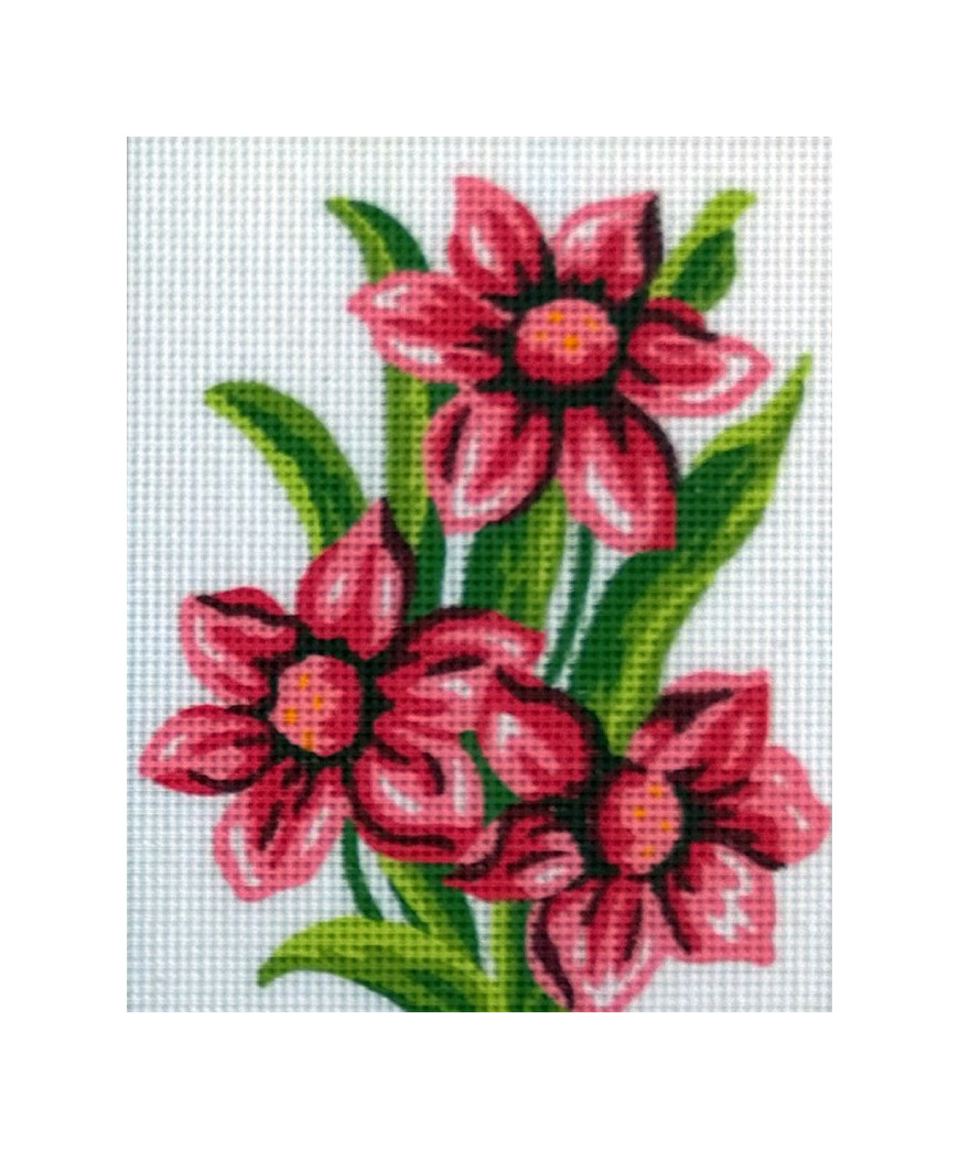 Kit Canovaccio Quadro Per Mezzo Punto cm Canovaccio 20x25-disegno 14x18 Soggetto Fiori