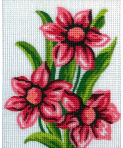 Kit Canovaccio Quadro Per Mezzo Punto cm Canovaccio 20x25-disegno 14x18 Soggetto Fiori
