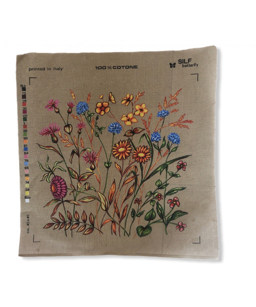 Canovaccio Quadro Per Ricamo Mezzo Punto con stampa45x45cm fiori