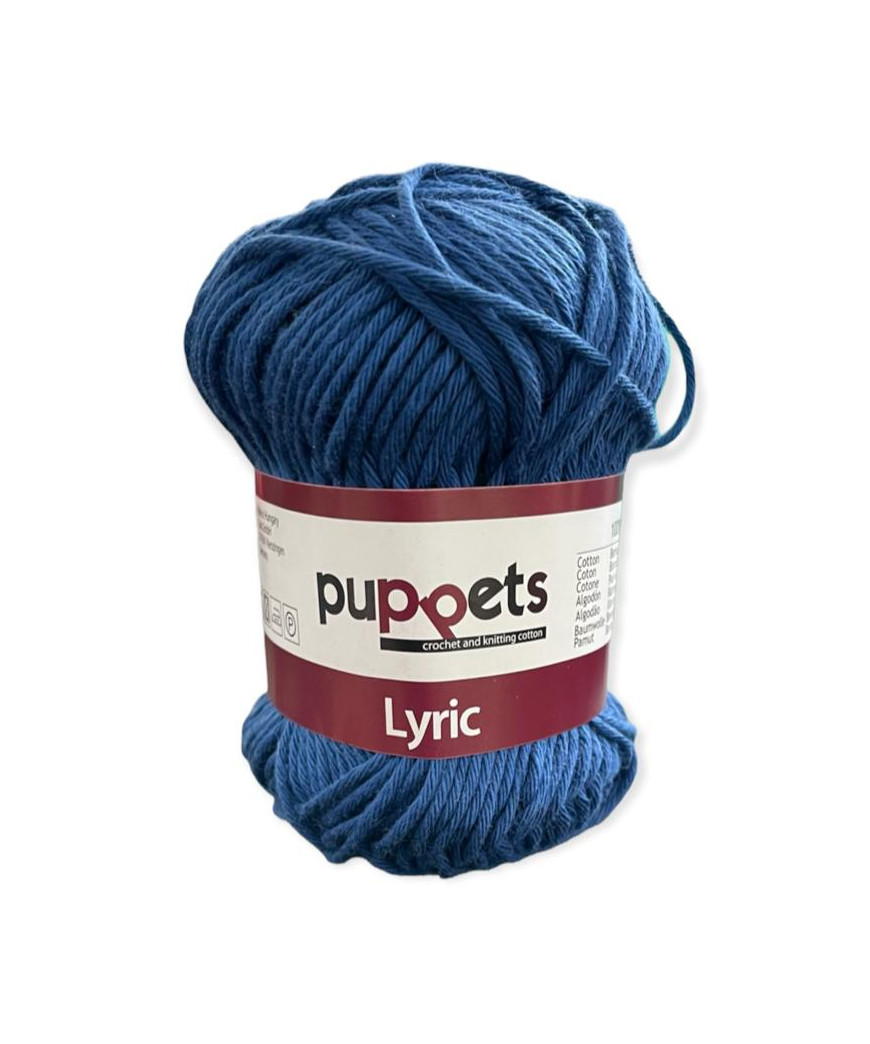 Gomitolo cotone Puppetes LYRIC, 100% cotone 50gr, blu n° 05011