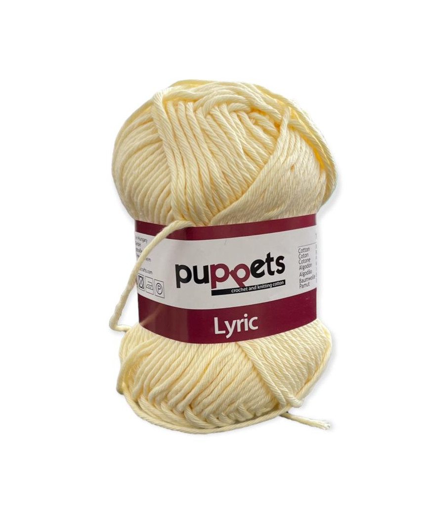 Gomitolo cotone Puppetes LYRIC, 100% cotone 50gr, crema n° 05006