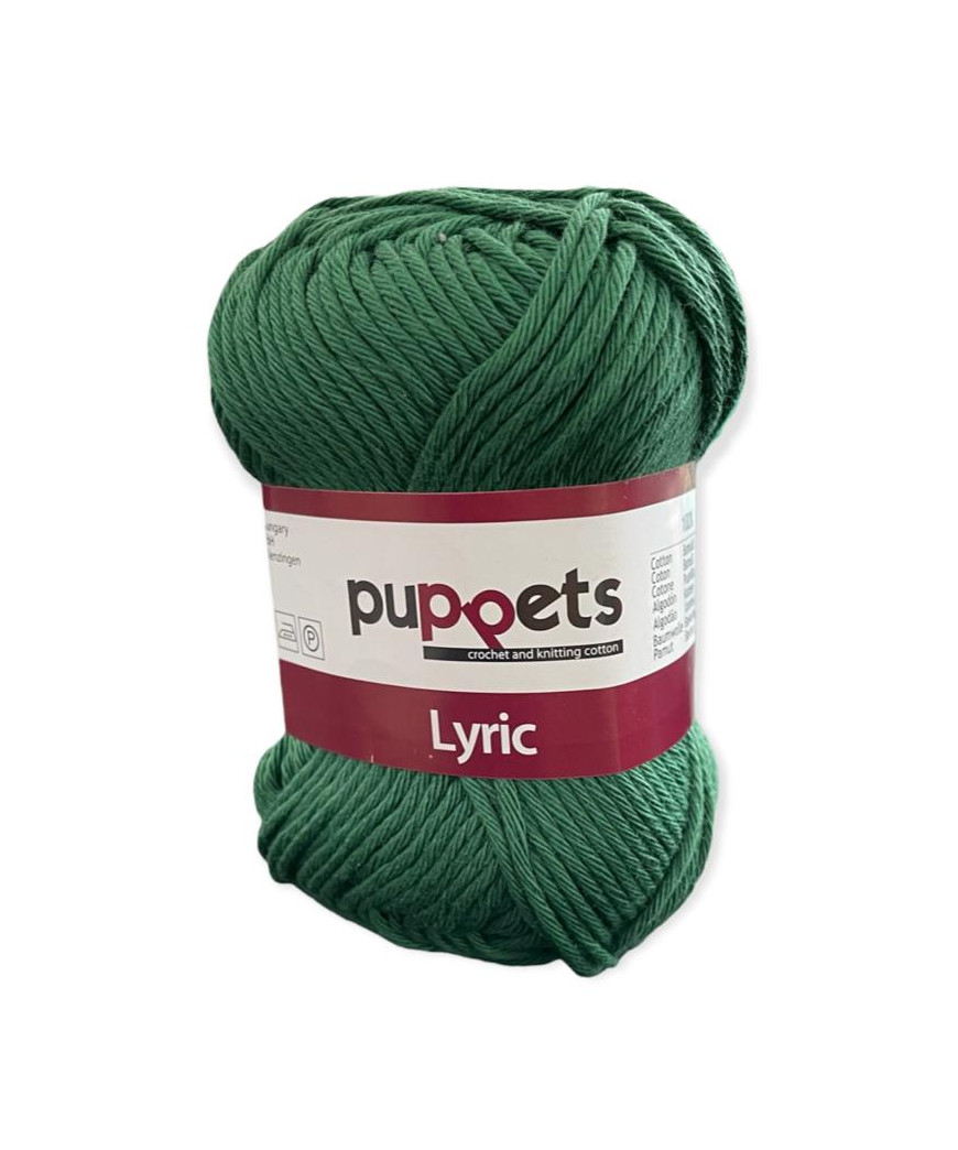 Gomitolo cotone Puppetes LYRIC, 100% cotone 50gr, verde bosco n° 05056