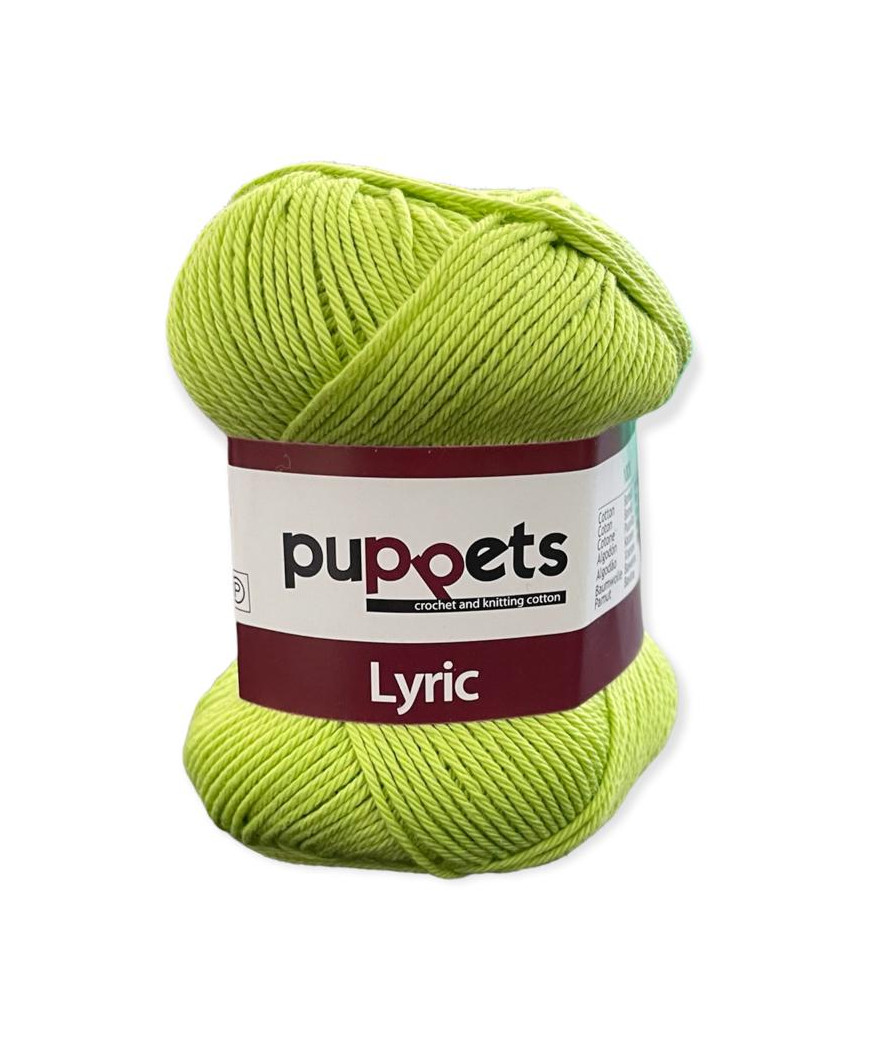 Gomitolo cotone Puppetes LYRIC, 100% cotone 50gr, verde mela n° 05090