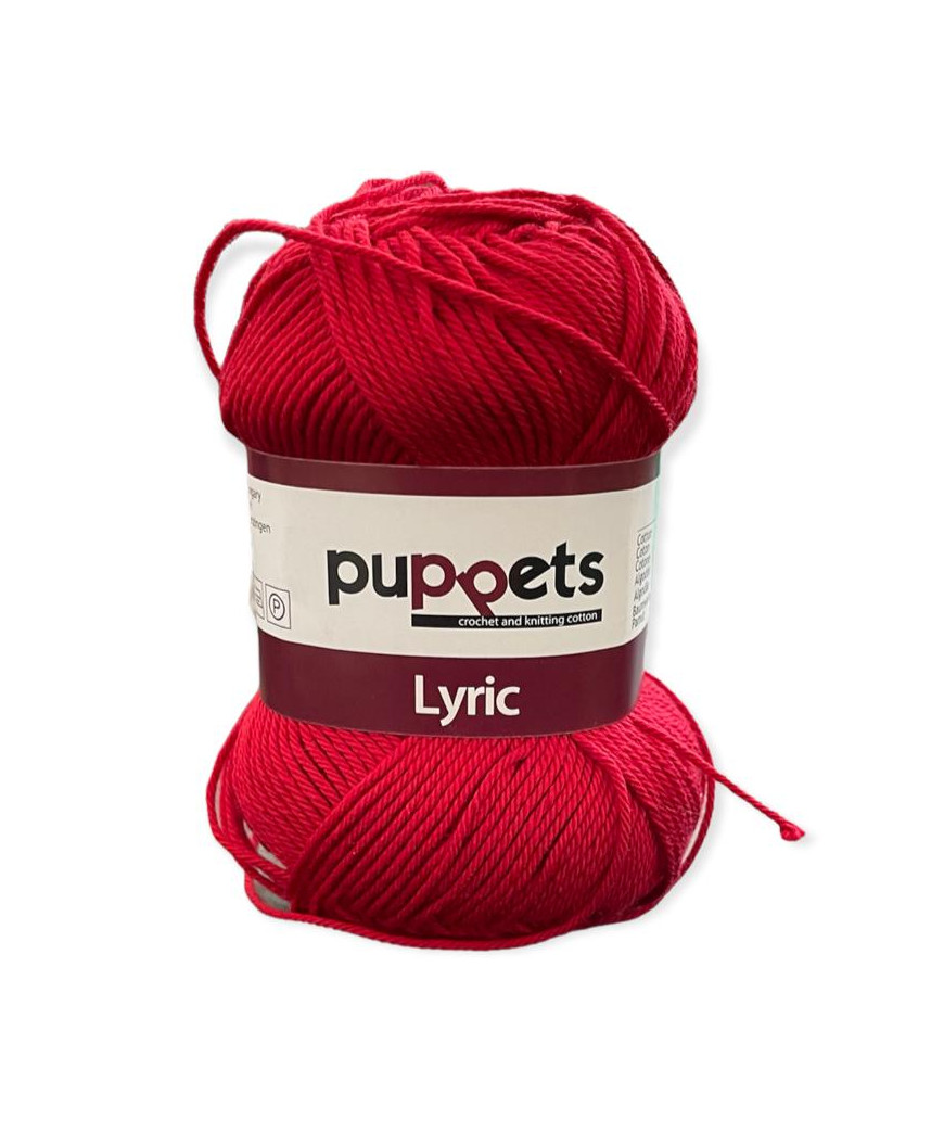 Gomitolo cotone Puppetes LYRIC, 100% cotone 50gr, rosso n° 07047