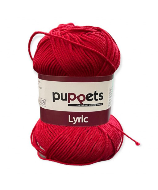 Gomitolo cotone Puppetes LYRIC, 100% cotone 50gr, rosso n° 07047