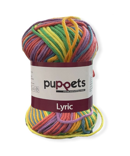 Gomitolo cotone Puppetes LYRIC Sfumato, 100% cotone 50gr,mix color n°00209