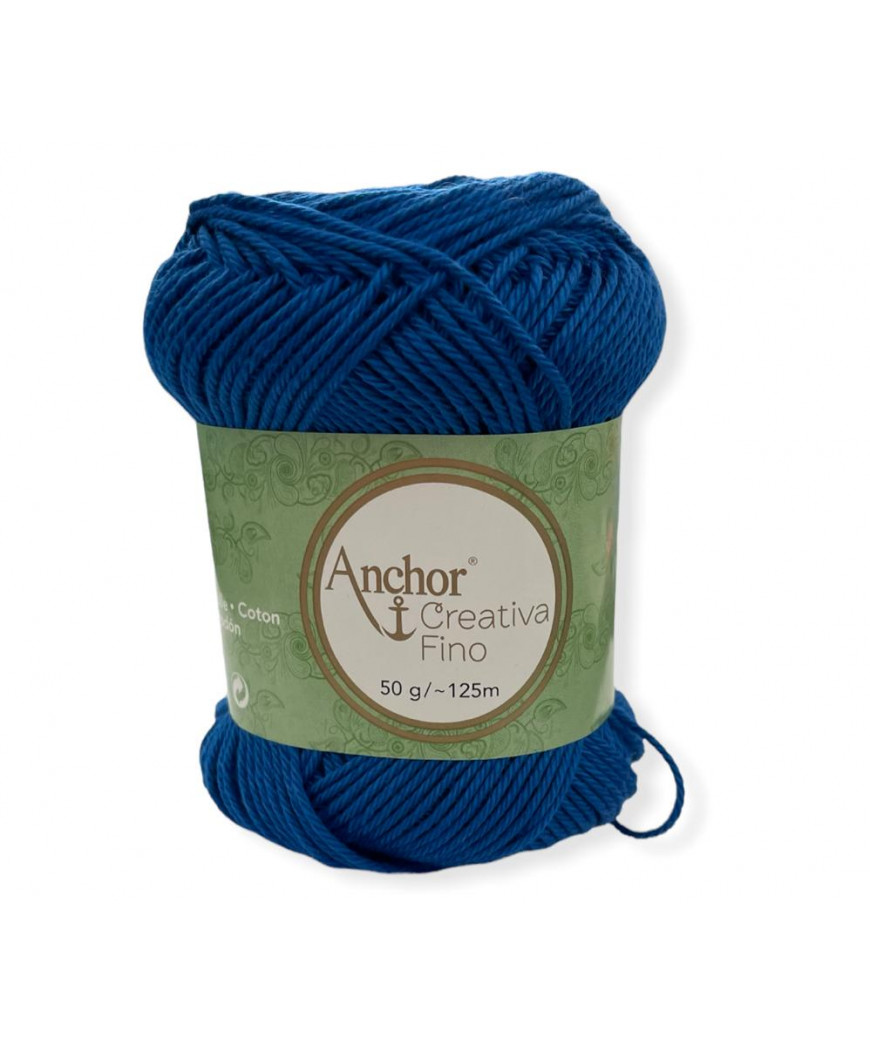 Gomitolo Cotone Anchor Creativa Fino 100%cotone 50gr, blu elettrico n°201