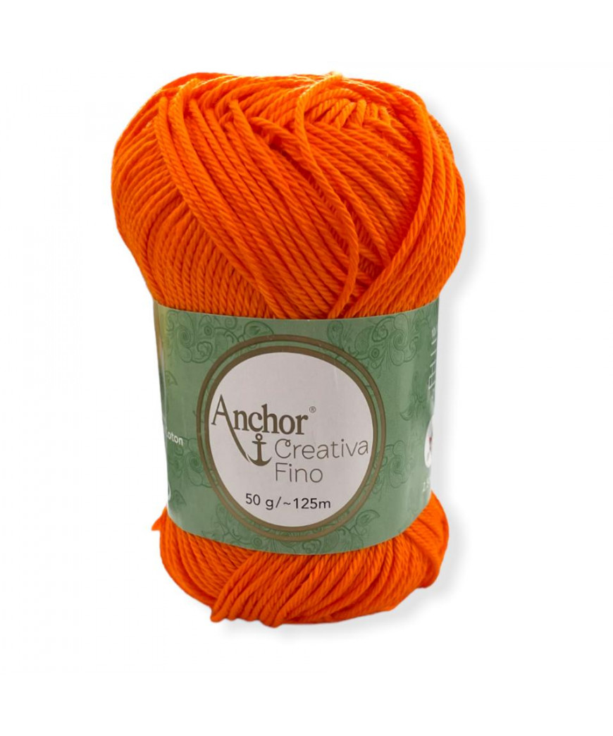 Gomitolo Cotone Anchor Creativa Fino 100%cotone 50gr, arancione n°281