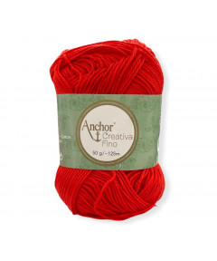 Gomitolo Cotone Anchor Creativa Fino 100%cotone 50gr, rosso n°390