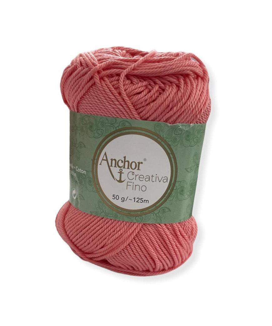 Gomitolo Cotone Anchor Creativa Fino 100%cotone 50gr, rosa scuro n°409