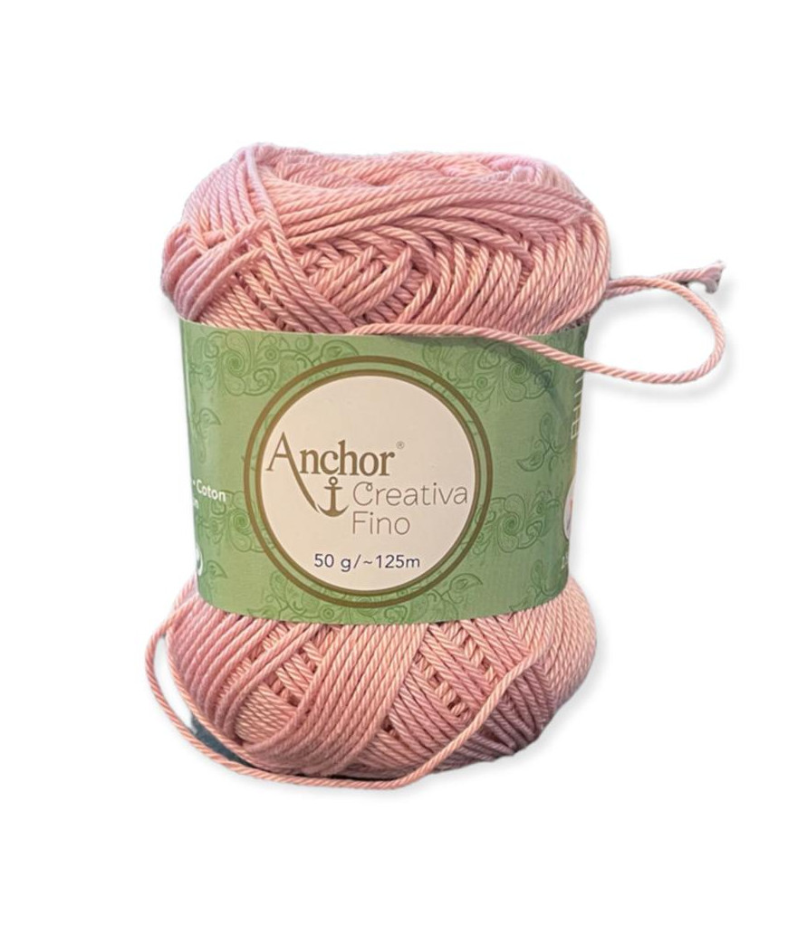 Gomitolo Cotone Anchor Creativa Fino 100%cotone 50gr, rosa scuro n°423