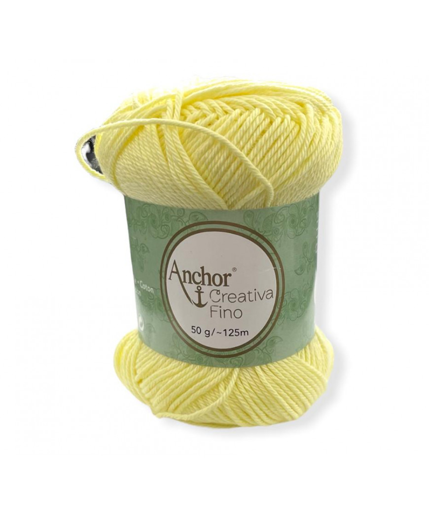 Gomitolo Cotone Anchor Creativa Fino 100%cotone 50gr, giallo n°100