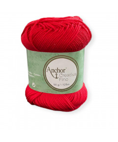 Gomitolo Cotone Anchor Creativa Fino 100%cotone 50gr, rosso n°1333