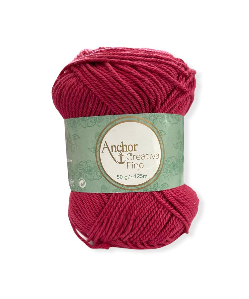 Gomitolo Cotone Anchor Creativa Fino 100%cotone 50gr, rosso n°258