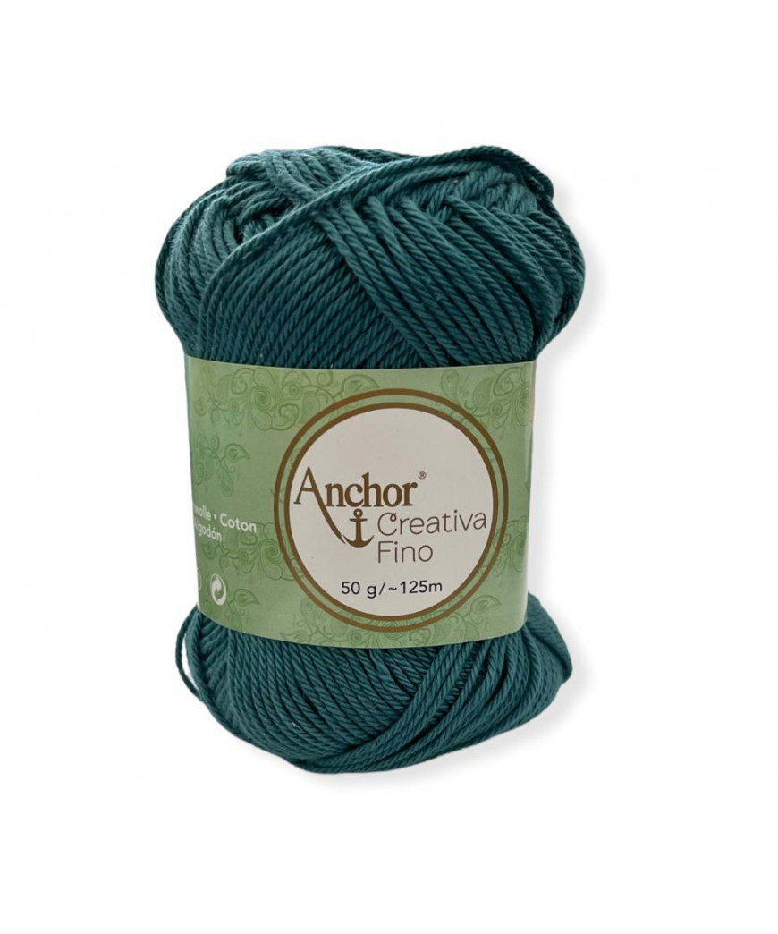 Gomitolo Cotone Anchor Creativa Fino 100%cotone 50gr, petrolio n°391