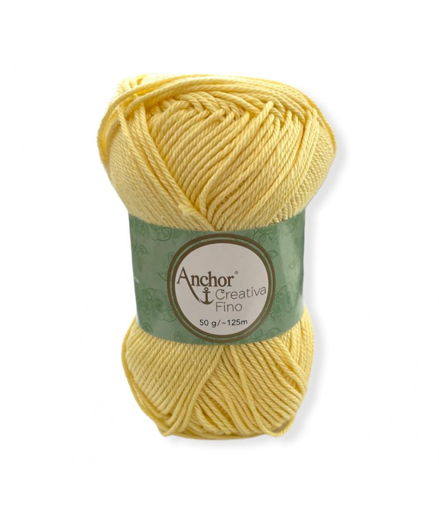 Gomitolo Cotone Anchor Creativa Fino 100%cotone 50gr, giallo n°403