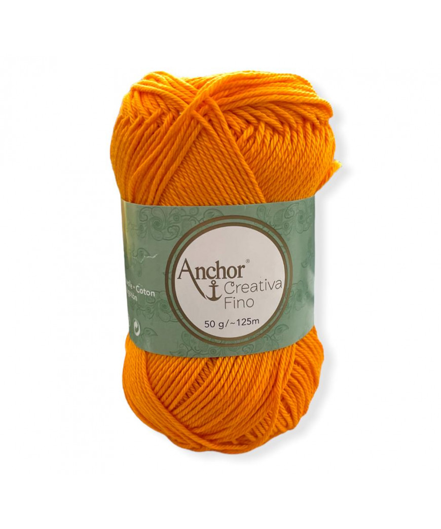 Gomitolo Cotone Anchor Creativa Fino 100%cotone 50gr, arancione n°411