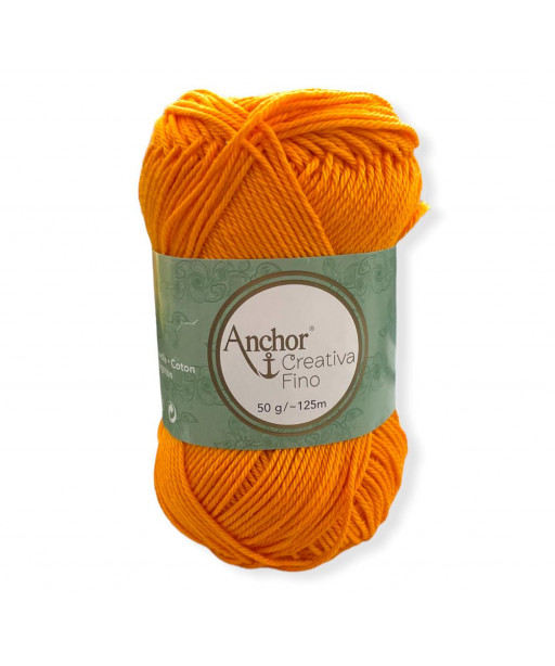 Gomitolo Cotone Anchor Creativa Fino 100%cotone 50gr, arancione n°411