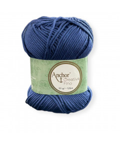 Gomitolo Cotone Anchor Creativa Fino 100%cotone 50gr, blu n°420