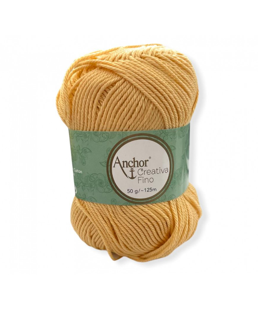 Gomitolo Cotone Anchor Creativa Fino 100%cotone 50gr, giallo n°306