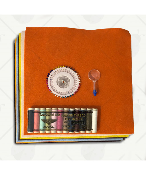 Set Pannolenci 25 Fogli da 24x24cm con Spilli e Fili Colori Assortiti