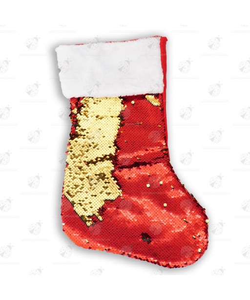 Calza di Natale con Paillettes Oro e Rosse