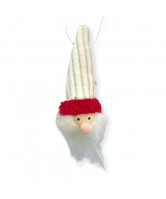 Decorazione natalizia da appendere babbo natale con cappello bianco 5x15cm