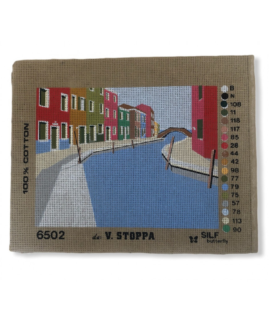 Canovaccio Quadro Per Ricamo Mezzo Punto con stampa 25,5x20cm/cavenezia