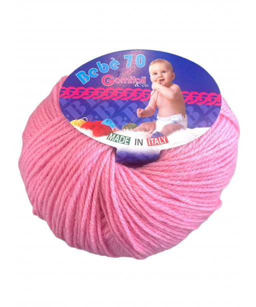 Filato Gomitoli Lana "Bebè 70" 50gr 200mt Colore Rosa n°6823 Ferri Consigliati n°3/3,5