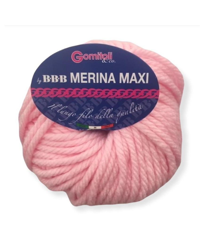 Filato Gomitolo Merina Maxi 100gr 60mt Ferri consigliati n° 10-12-Colore Rosa