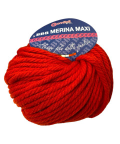 Filato Gomitolo Merina Maxi 100gr 60mt Ferri consigliati n° 10-12-Colore Rosso