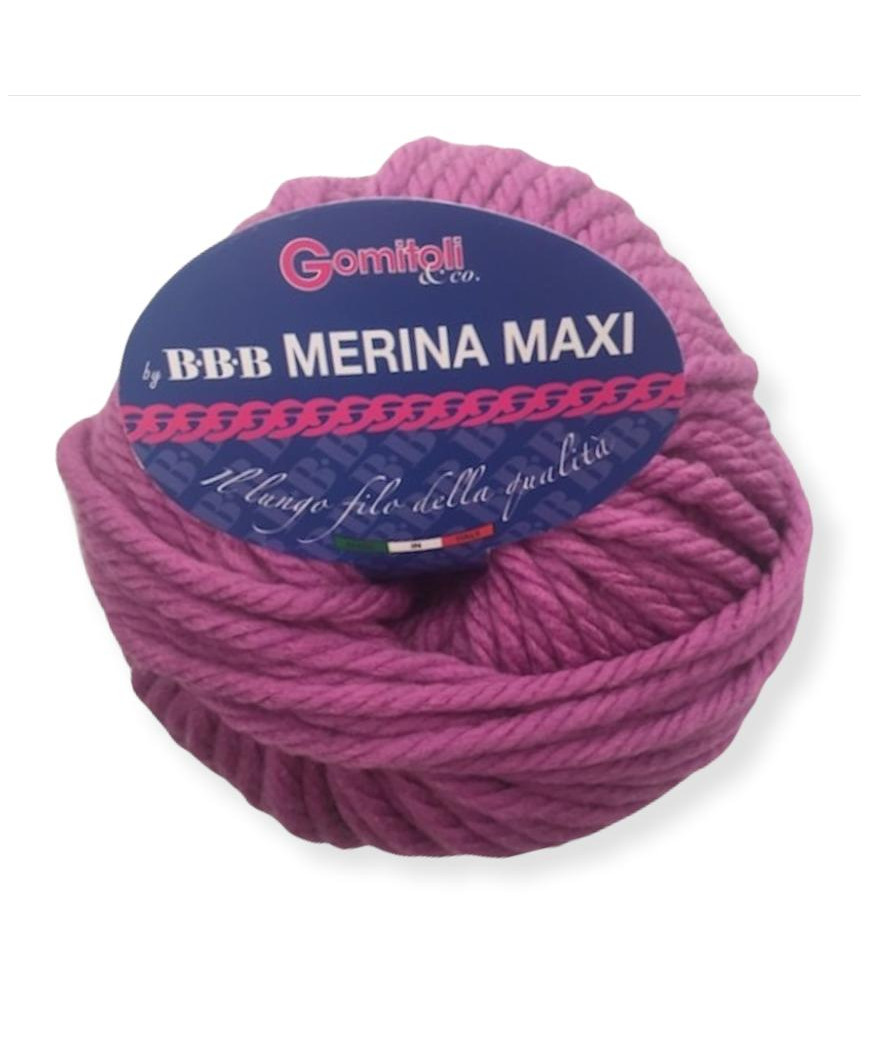 Filato Gomitolo Merina Maxi 100gr 60mt Ferri consigliati n° 10-12-Colore Glicine