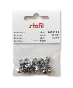 Borchie in metallo STAFIL 6,7mm 50pz, argento fiorentina