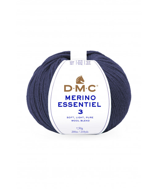 Gomitolo lana DMC merino essentiel 3 50g, Blu Melange n°987