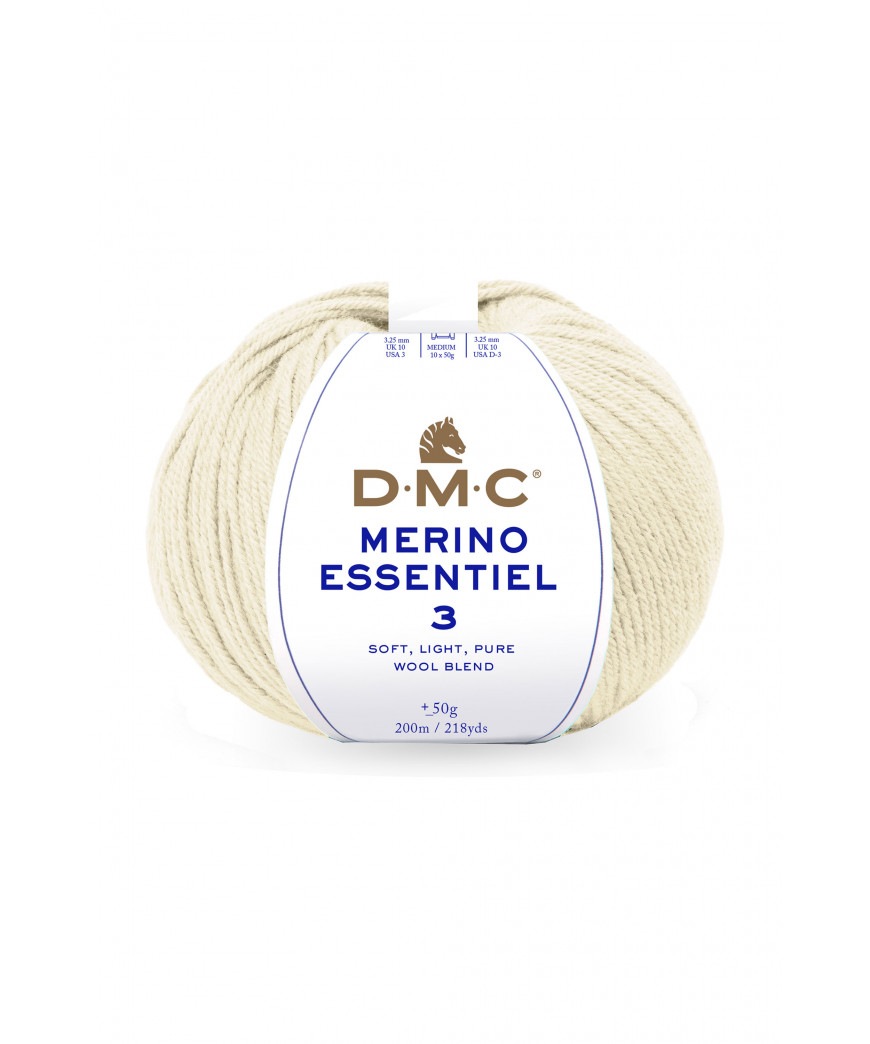 Gomitolo lana DMC merino essentiel 3 50g, Panna n°980