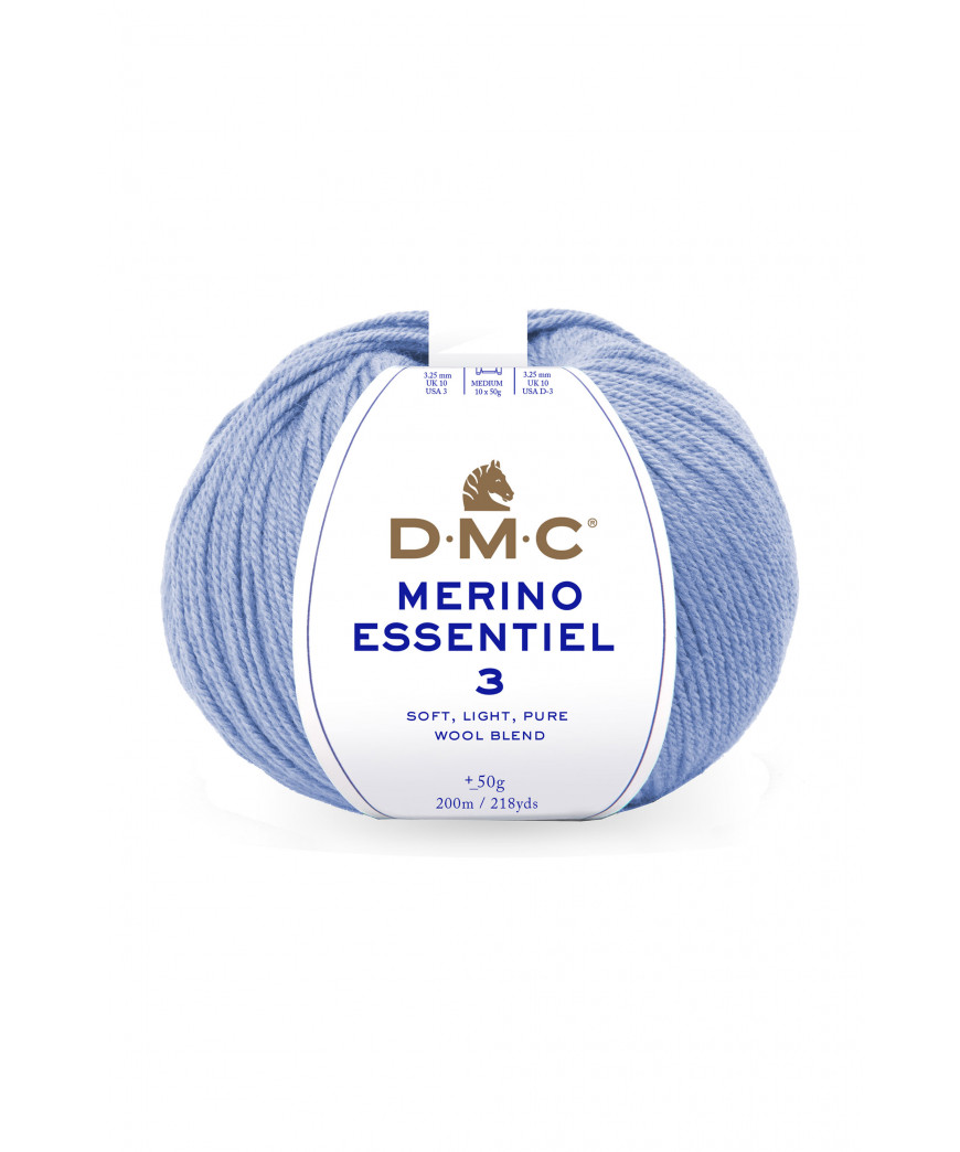 Gomitolo lana DMC merino essentiel 3 50g, Azzurro n°984