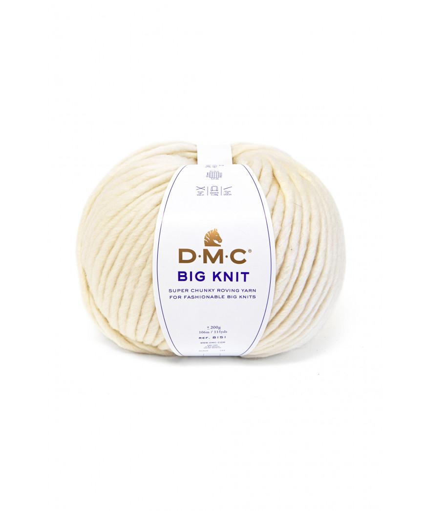 Fialto Gomitolo lana Big Knit DMC 200gr 106mt Colore Bianco Lana n°100 -Ferri Consigliati n°12