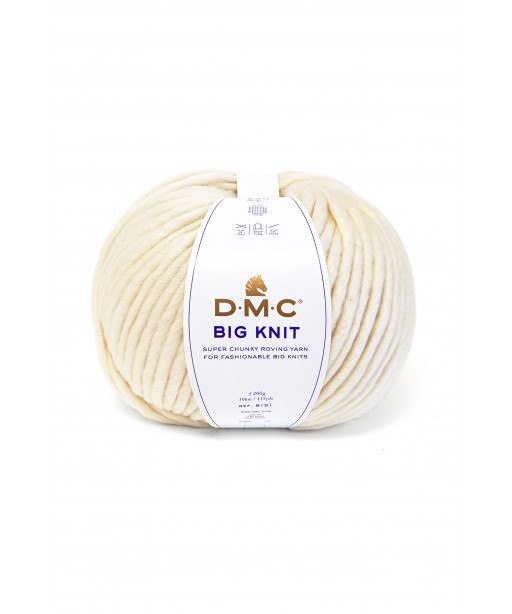 Fialto Gomitolo lana Big Knit DMC 200gr 106mt Colore Bianco Lana n°100 -Ferri Consigliati n°12